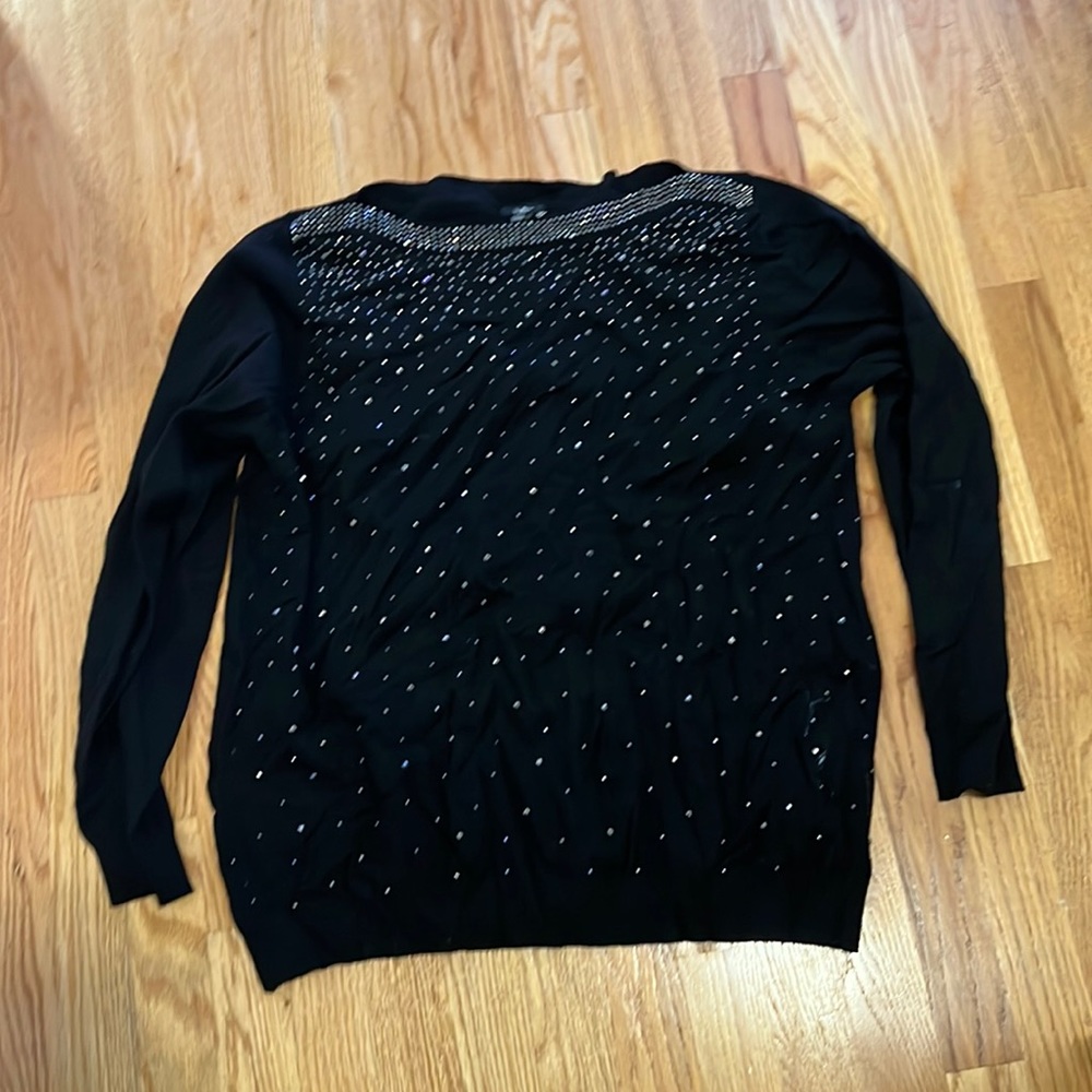 Adorable rhinestone black sweater